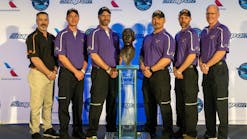 FedEx Indy bested 73 global teams to win the famed William F. “Bill” O’Brien Award for Excellence in Aircraft Maintenance at the Aerospace Maintenance Competition (AMC) Presented by Snap-on in Dallas. From left to right are Christian Kline, Scott Johnston, Joe Schmalz, Travis Donald, Rob Shrum and Jim Hoag.