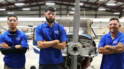 (Left to right) Mark Sanchez, Hafez Omar and Fabien Granja are Aircraft Airframe Technology students at TSTC’s Harlingen campus.