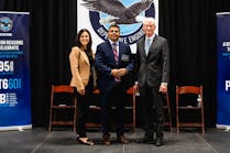 From left: Irene Makris, vice-president, Customer Service, Pratt & Whitney Canada, Stephen Santellana, mayor of Wichita Falls, and Leo Lane, president of the Wichita Falls Economic Development Corporation.